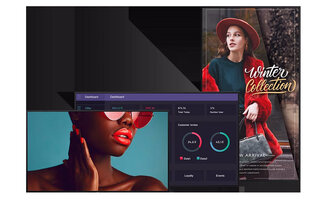 Die SONY BRAVIA BZ340H-Serie im Hoch- und Querformat auf schwarzem Grund