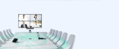 Abbildung eines Tischs mit einem BlauEingezeichneten Bereich in dem das Mikrofon aufnimmt